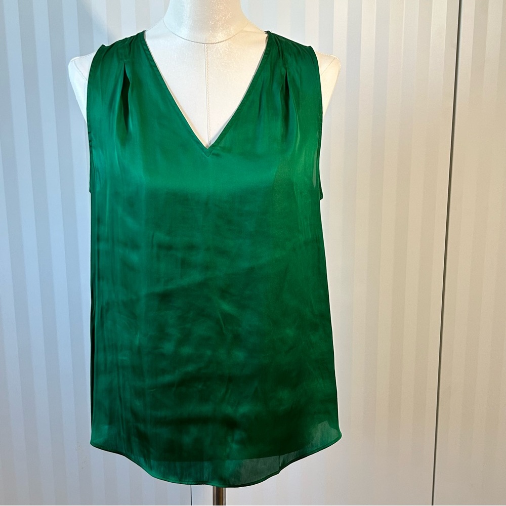 Banana Republic Emerald Green V-Neck Silk Tank
